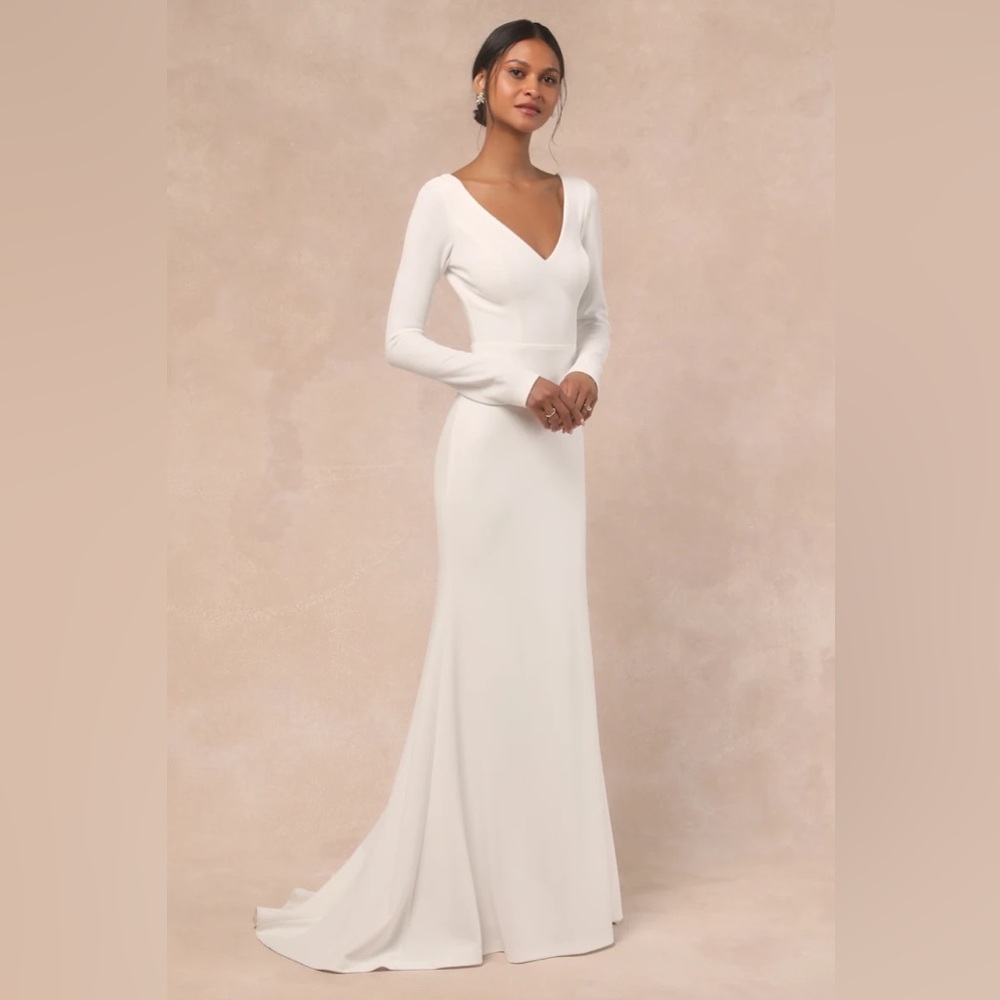 Lulus Feeling of Forever White Long Sleeve Mermaid Maxi Dress - Picture 8 of 14